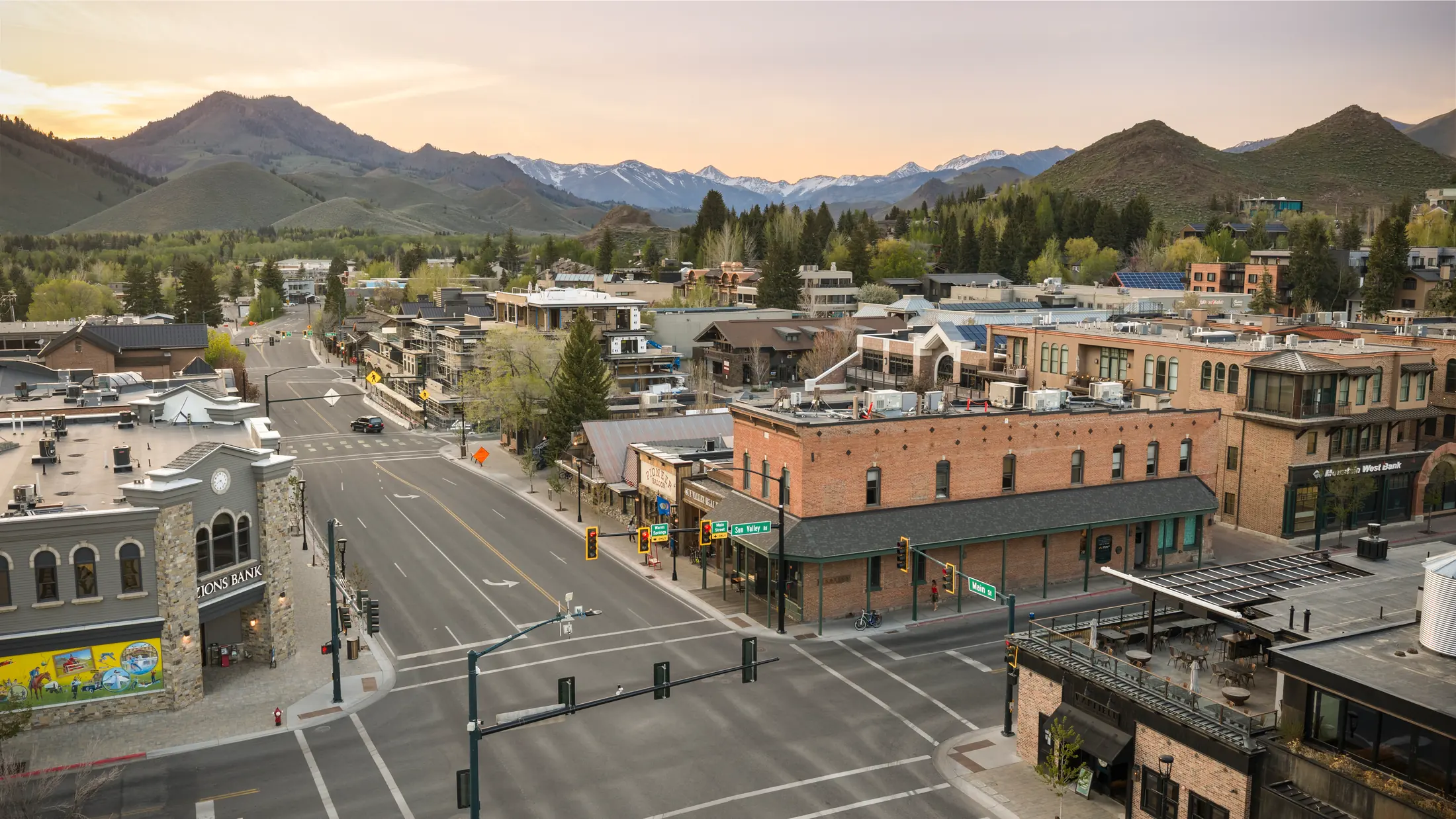 Downtown Ketchum and the surrounding mountains