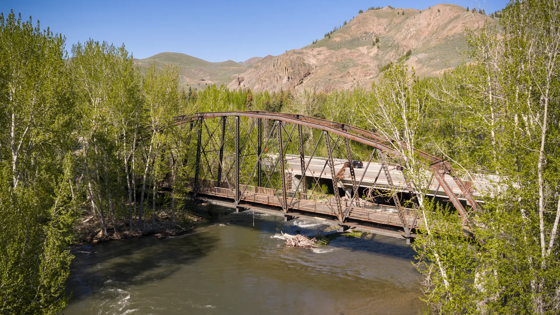 A bridge crossing the river in the Wood River Valley